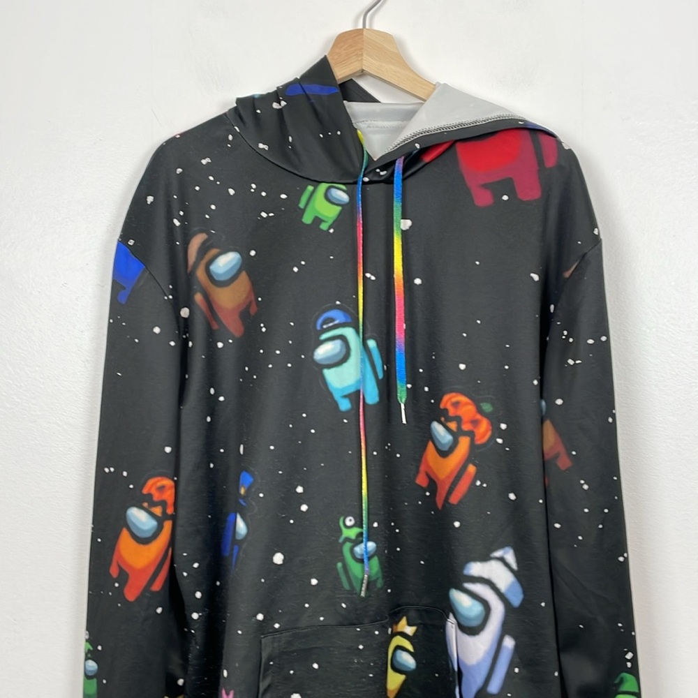 Among Us Graphic Pullover Boys Multicolor Long Sleeve Hoodie Video Game XL Black - Picture 3 of 8